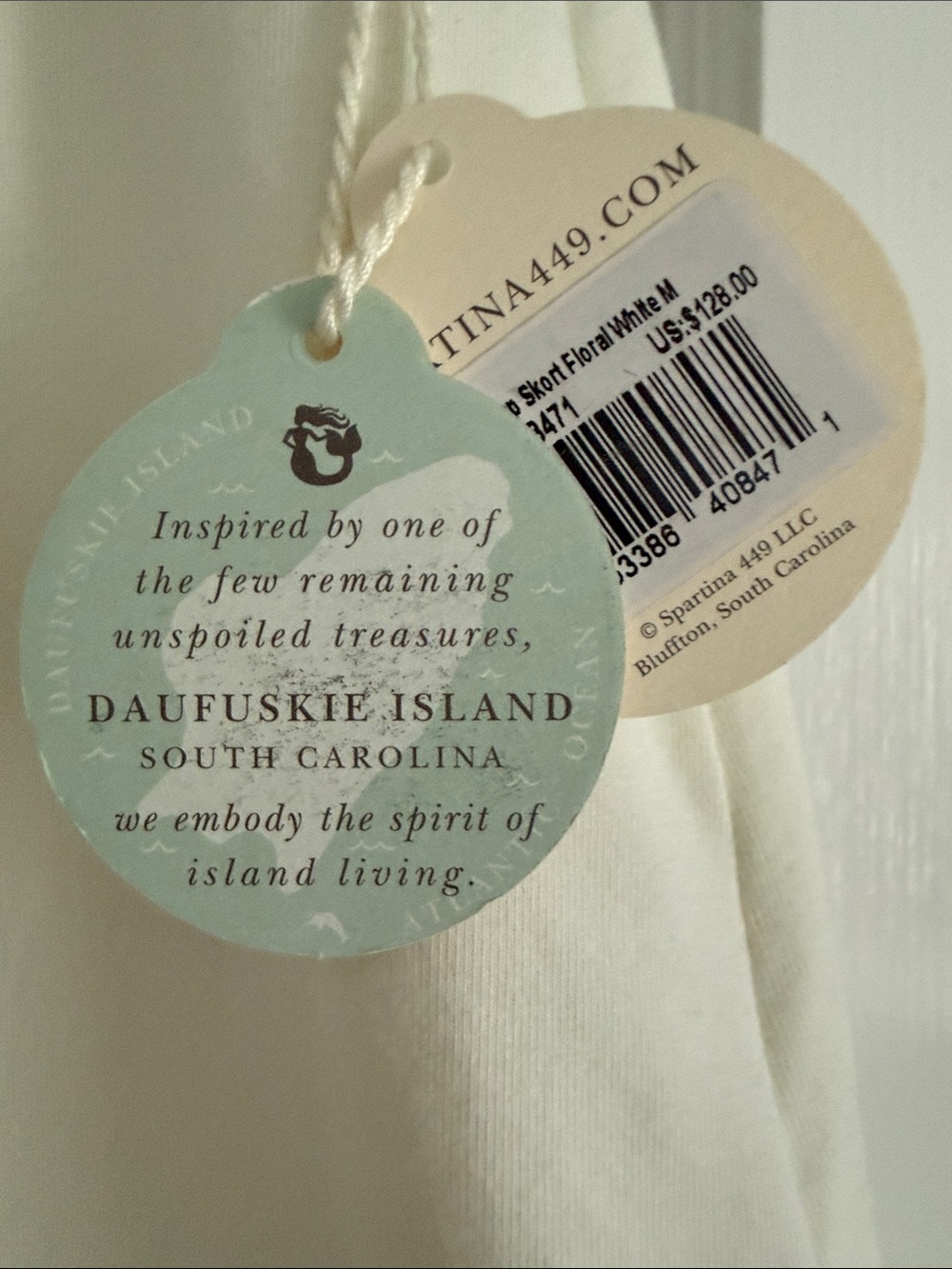 Spartina 449 Cream Skort with Blue and Olive Trim - Picture 2 of 7